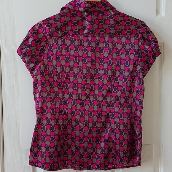 Request Cap Sleeve Shimmer Fuchsia blouse size L - Picture 4 of 13
